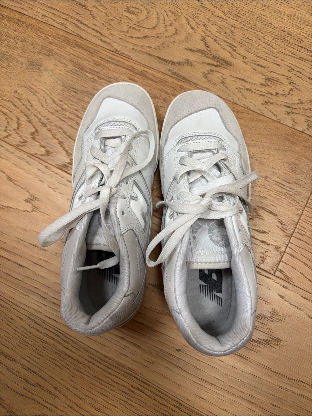 New Balance White and Light Gray Low-Top Sneakers